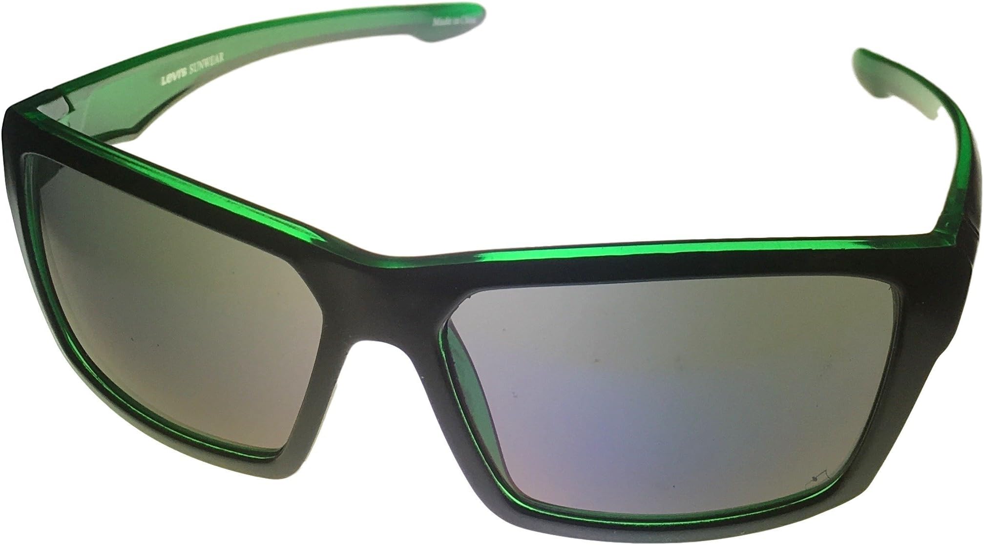 Levi Mens Black Green Plastic Rectangle Sunglass LS 200 1