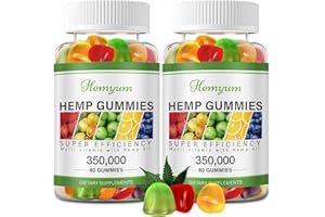 HEMYUM Hemp Gummies 2 Packs - for Sleep, Pain, Anxiety - High Potency Pure Organic Hemp Supplement - with Natural Hemp Oil Extract Gummy Edibles Vegan, Non-GMO - Made in USA