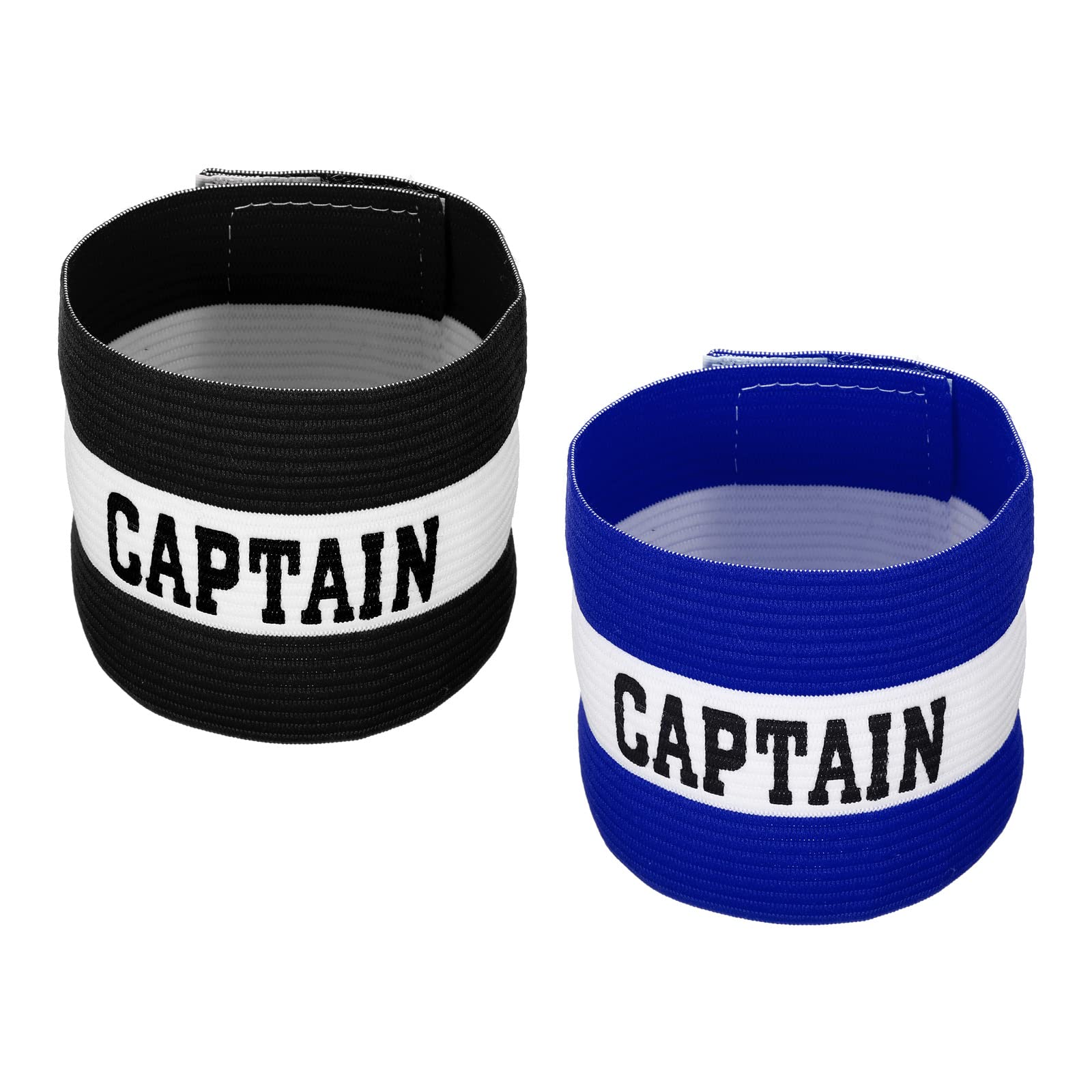 PATIKIL Captain's Armband, 2 Pack Elastic Arm Band for Soccer Team Training, Black Blue