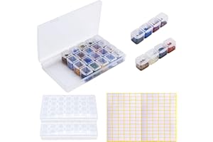 Coopache 2 Pack 28 Slots Diamond Embroidery Boxs, 5D Diamond Painting Storage Case for DIY with 196 Pieces Craft Label Marker Sticker