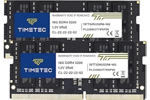 Timetec 32GB KIT(2x16GB) DDR4 3200MHz (or 2933MHz or 2666MHz) PC4-25600 Non-ECC Unbuffered 1.2V CL22 2Rx8 Dual Rank 260 Pin S