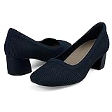 JENN ARDOR Low Chunky Heels Navy Dress Shoes for