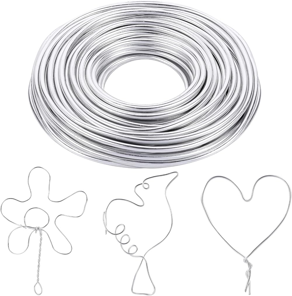 Yoosso 9 Gauge Aluminium Craft Wire 3mm 65 ft Bendable Silver for Jewellery