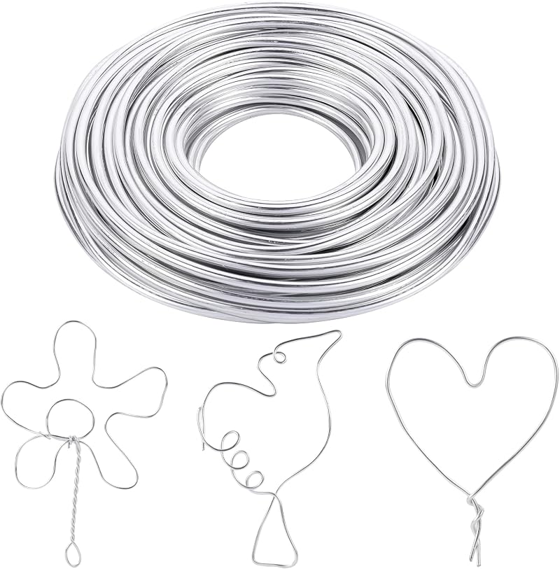 Yoosso 9 Gauge Aluminium Craft Wire 3mm 65 ft Bendable Silver for Jewellery