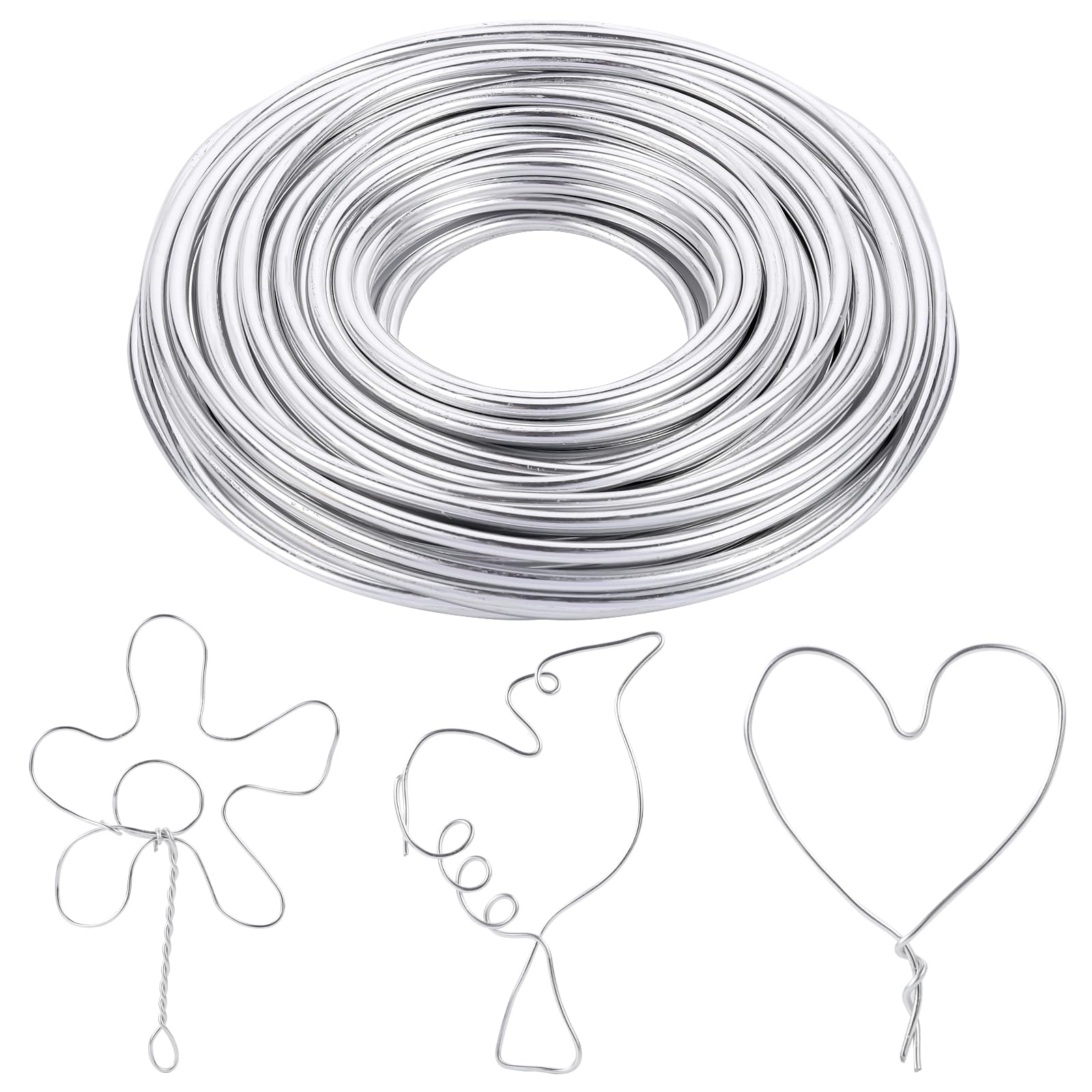 9 Gauge Aluminium Craft Wire, 3mm 33 Feet Bendable Metal Crafting Wire Silver for Jewellery Making, Crafts, DIY, Sculpting, Modelling, Gardening and Wrapping