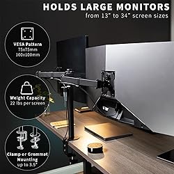 VIVO Full Motion Dual Monitor Desk Mount Clamp