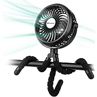 Battery Operated Stroller Fan Flexible Tripod Clip On Fan with 3 Speeds and Rotatable Handheld Personal Fan for Car Seat…
