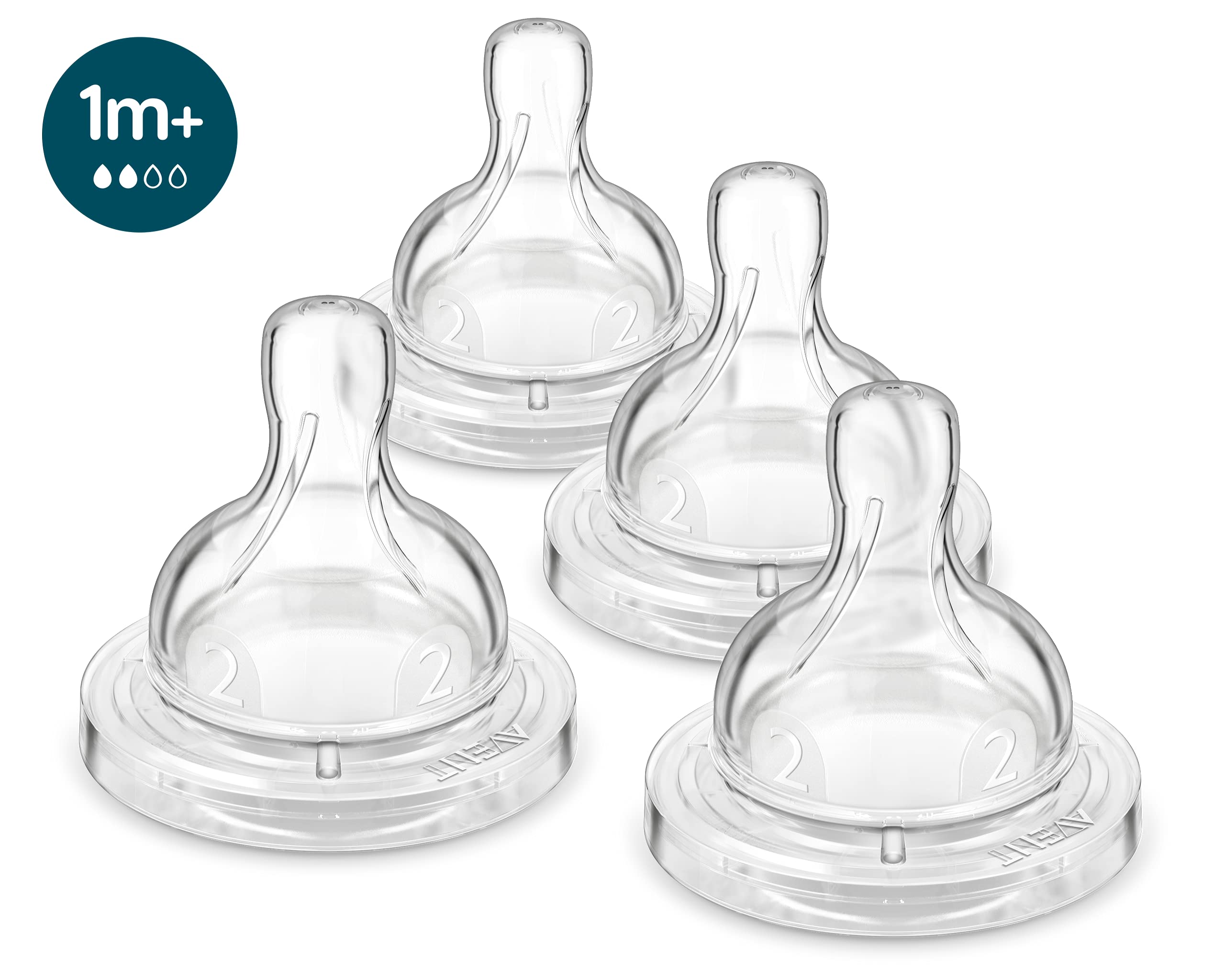 Philips AVENT Anti-Colic Baby Bottle Flow 2 Nipple, 4pk, SCY762/04