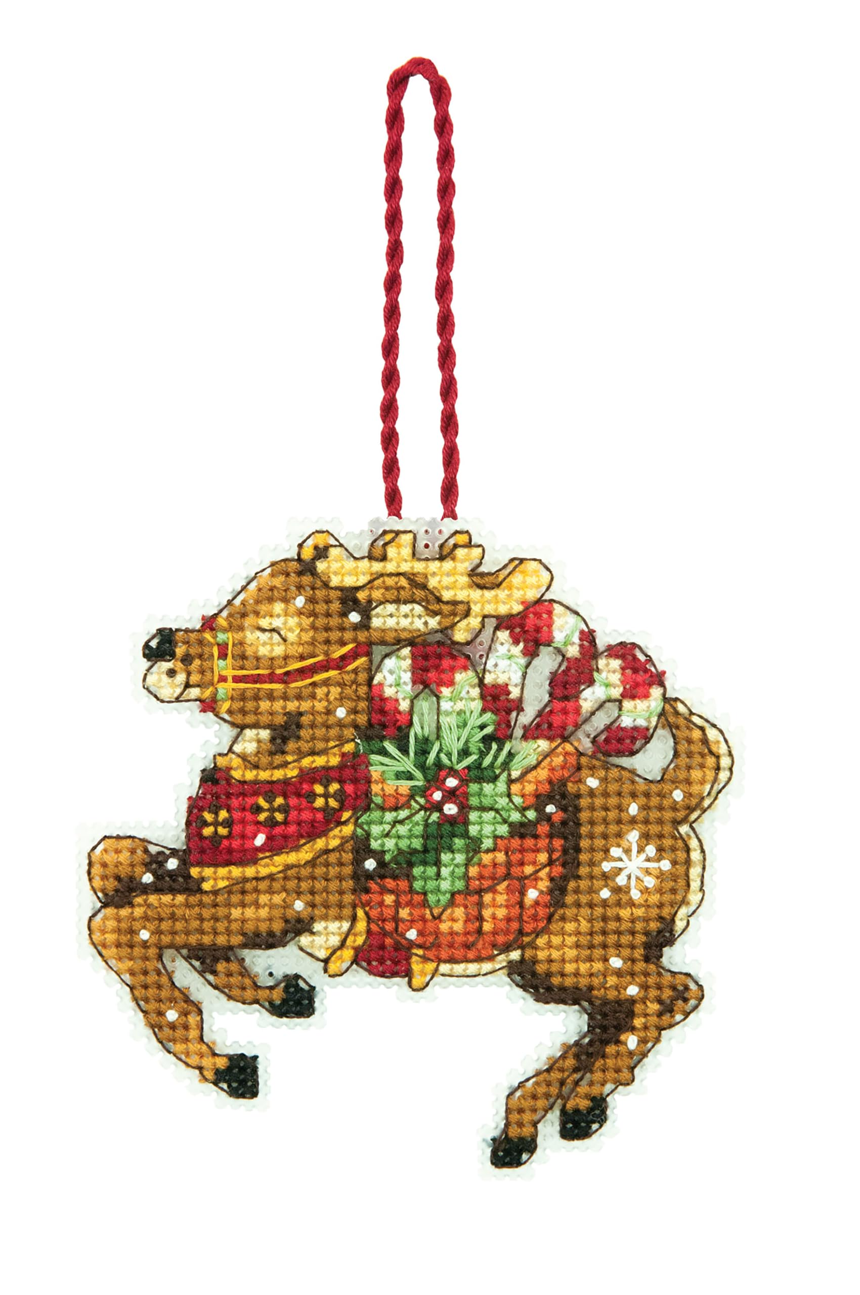 Dimensions - Counted Cross Stitch Kit - Reindeer Ornament - 70-08916 - Arts and Crafts for Adults - 14 Count Plastic Canvas - 3 x 3 inch