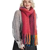 MissShorthair Oversized Chunky Blanket Scarf for Women Winter Warm Colorful Big Scarfs Plaid Thick Scarves Soft Fluffy Shawl