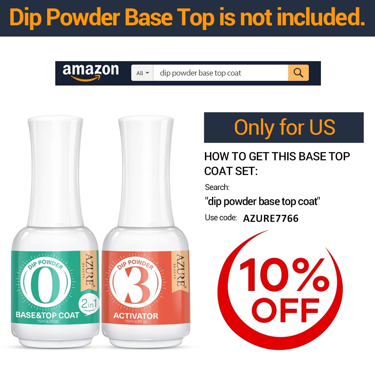 Dip Powder Nails Color Set With 10 PCS Dip Powders Nails No Nail Lamp Needed for French Nail Manicure Nail Art: Beauty