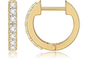 Gacimy Gold Huggie Earrings for Women 14K Real Gold Plated, Small Cubic Zirconia Cartilage Hoop Earrings Cuffs for Women