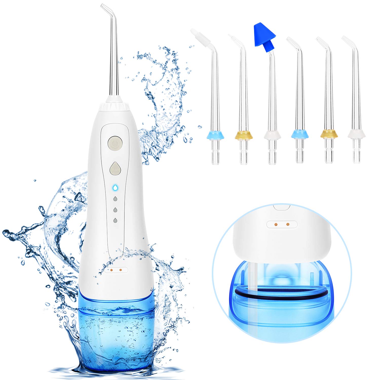 Water Flosser for Teeth Wesimplelife Portable Oral Irrigator Dental Floss IPX7 Waterproof Power Flossers with 4 Modes 6 Jet Tips USB Rechargeable Water Floss for Home Travel, FDA Approved