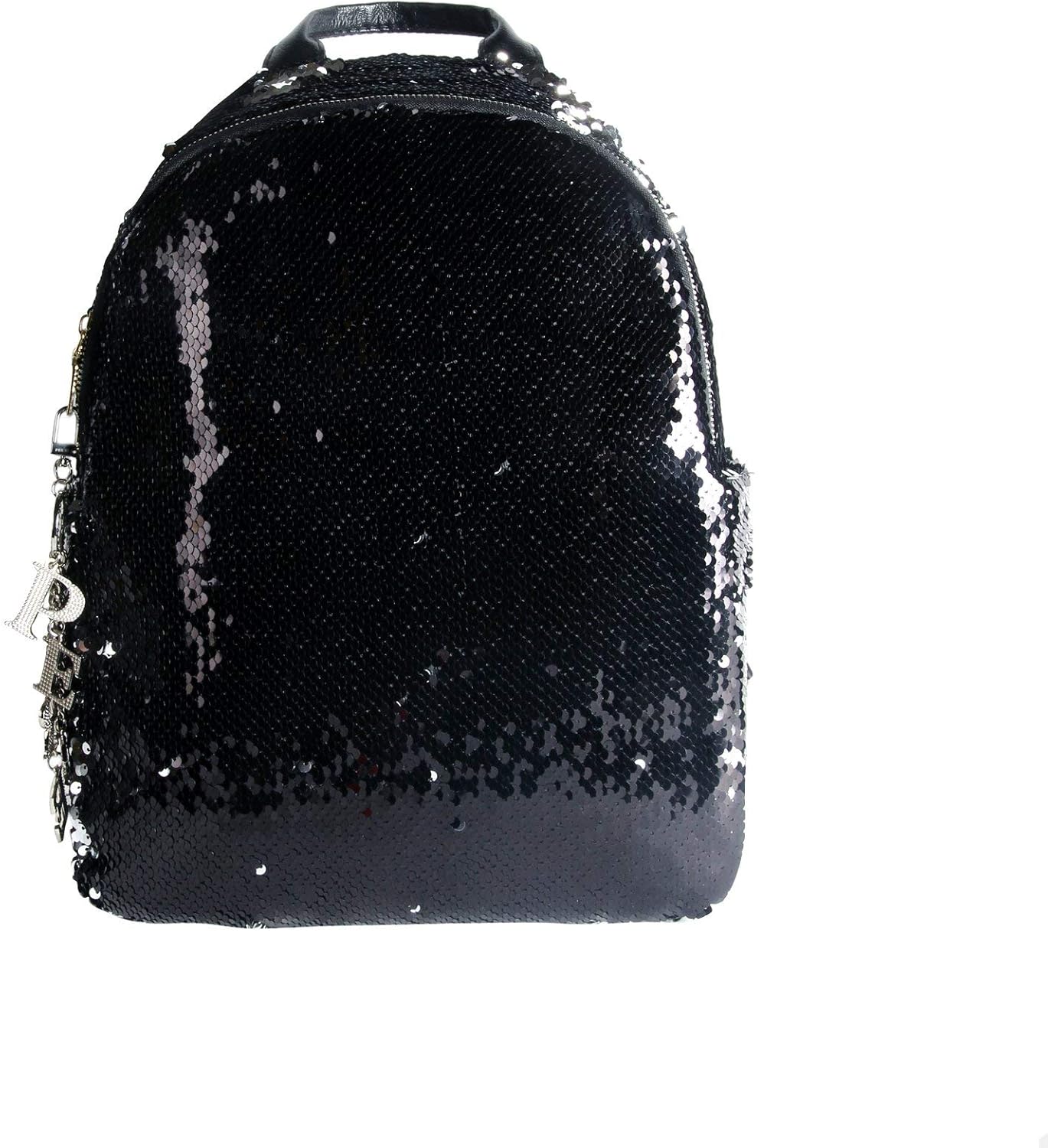 black backpack with silver zippers
