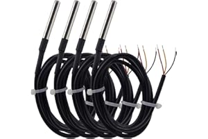 TIEXYE 4Pcs DS18B20 Temperature Sensor 1 M, Waterproof Digital DS18B20 Sensors, DS18B20 Temperature Probe, Stainless Steel Probe Compatible for Arduino/Raspberry Pi/ESP32, ESP8266,