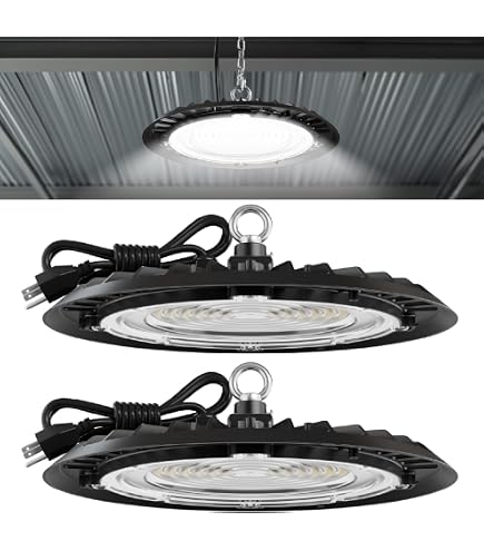 4 Pack UFO LED High Bay Light 150W(600W MH/HPS Equiv.), 21000lm, 5000K Daylight High Bay LED Shop Lights with 5' Cable US Hook, IP65 Commercial Light Fixture for Warehouse Workshop Barn Factory