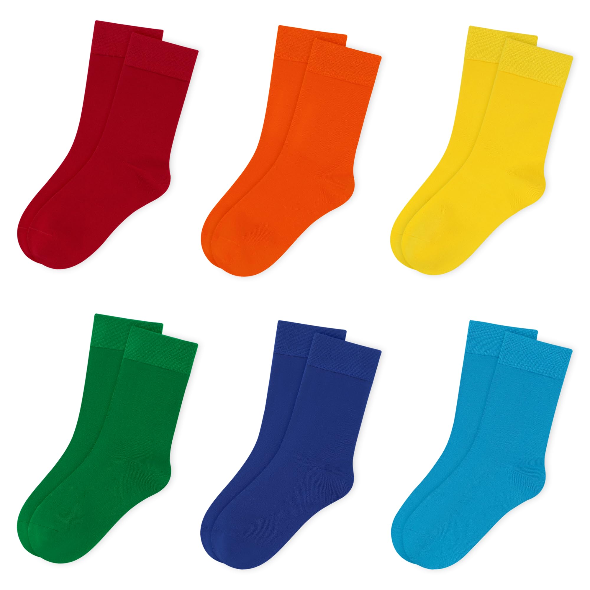 Photo 1 of ***MISSING RED PAIR*** Kids Thin Crew Socks Viscose Bamboo Colorful Breathable Socks for Boy Girl Funny Solid Dress School Uniform 6 Pairs (US, Alpha, Large, Regular, Mix color2)