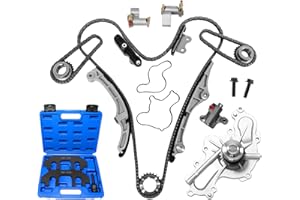 HAYIAUTO AT4Z-6306-A Engine Timing Chain Set w/3.5 Timing Tool Kit for Ford Edge Flex Taurus for Lincoln MKS MKT MKX for Mazda 6 CX-9 3.5L 3.7L DOHC 2007-2010 7T4Z-6256-A 7T4Z-6268-CA 303-1248