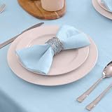 Encasa XO Ice Blue Cloth Napkins Set of 12 17x17 Cotton Dinner Napkins view 2
