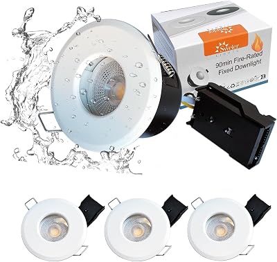 Sweier Fire Rated LED Downlights 5W 3000K Dimmable IP65 70mm Hole Pack of 4