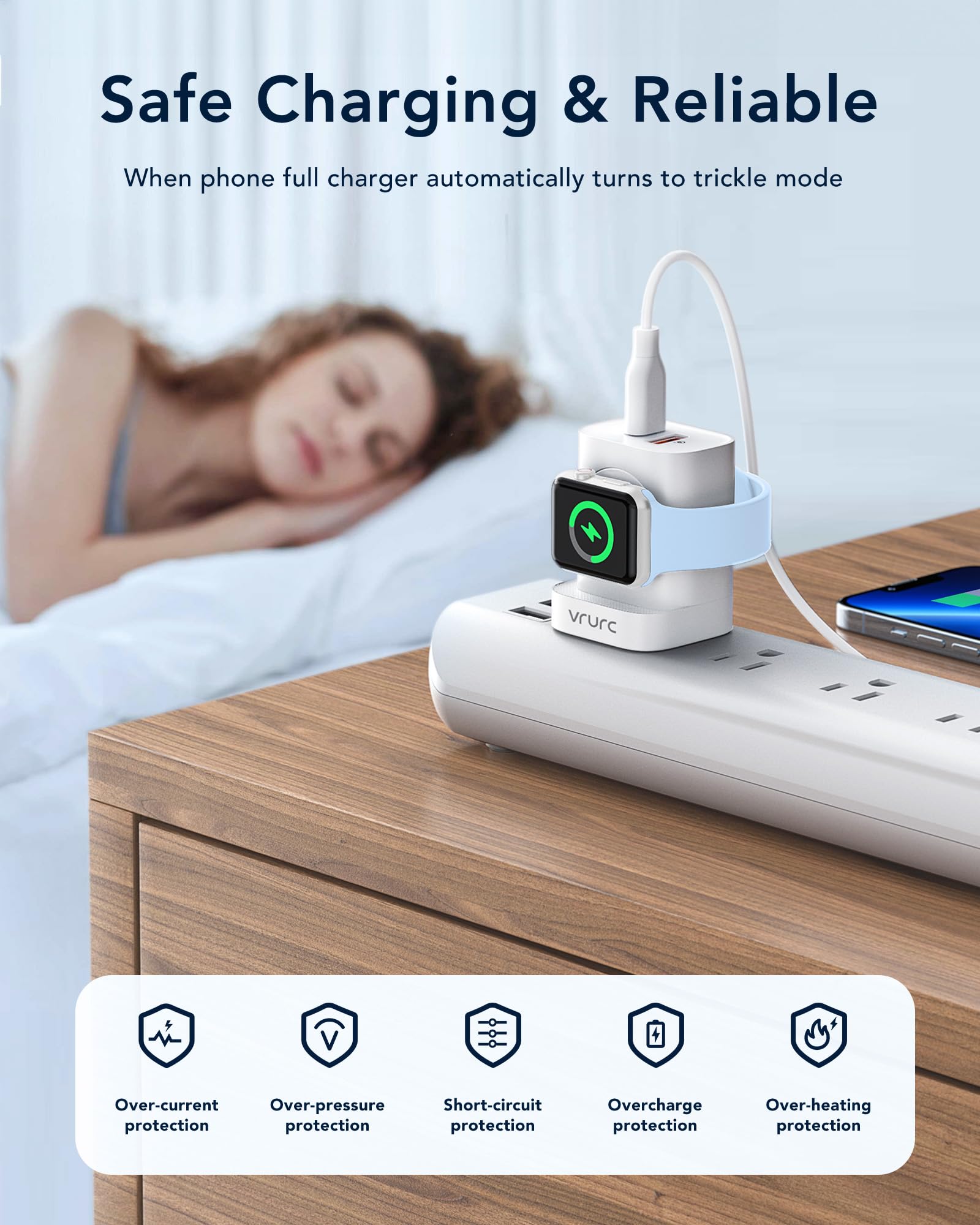 VRURC VRURC for Apple Watch Charger, Wireless Magnetic Portable iWatch Charger, PD 20W 3-in-1 Travel Essentials Fast Charging Block for iWatch Ultra/SE/11/10/9/8/7/6/5,iPhone 17/16/15/14/13,Android-White