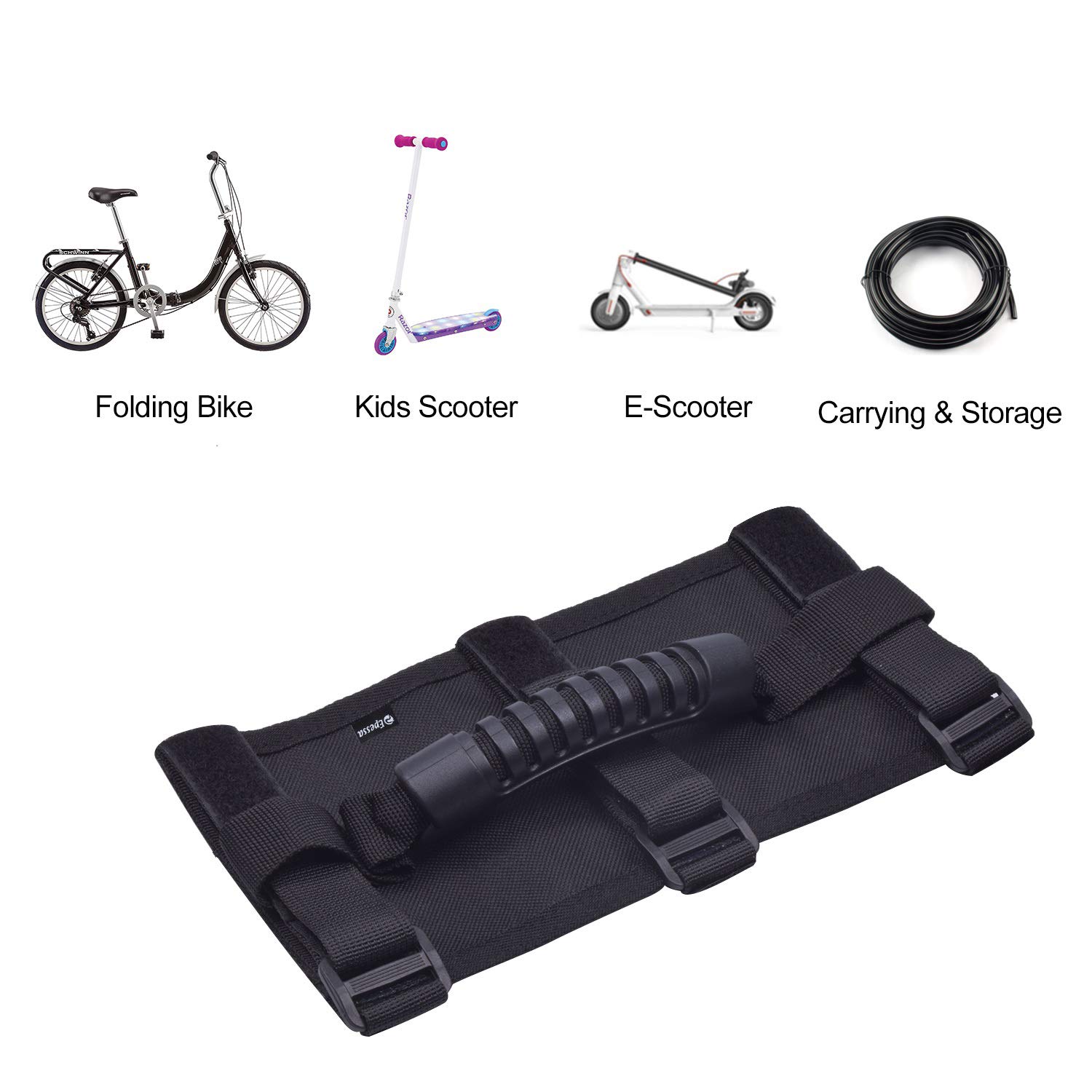 Epessa Hand Carrying Handle Strap for Kick Scooter Electric Scooter Folding Bike, Scooter Carry Strap with Innovative Gel Non-Slip