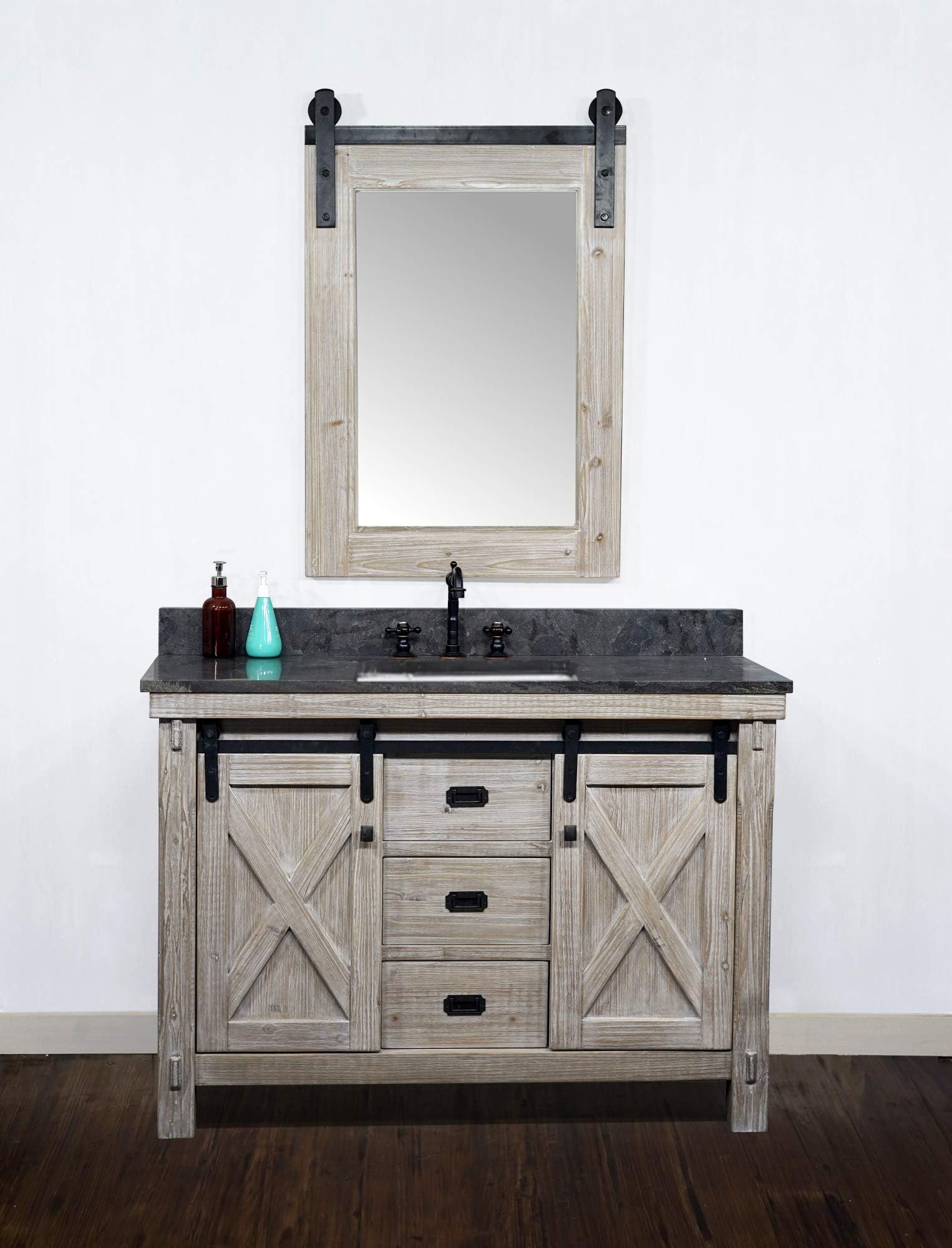 Infurniture WK8548+WK SQ TOP Bathroom Vanity, Driftwood, 2 Boxes