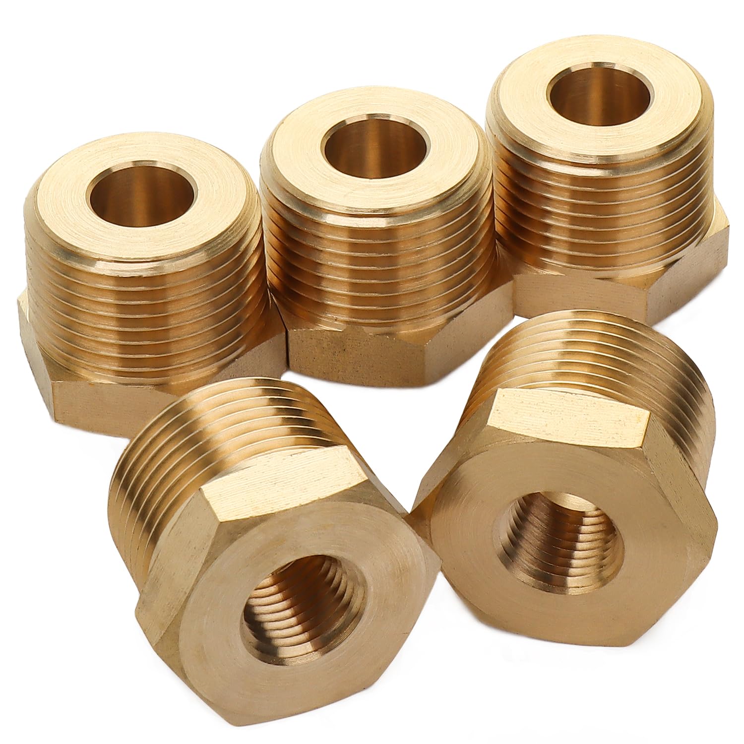 LTWFITTING Brass Pipe Hex Bushing Reducer Fittings 3/4-Inch Male BSPT x 1/4-Inch Female BSPP (Pack of 5)
