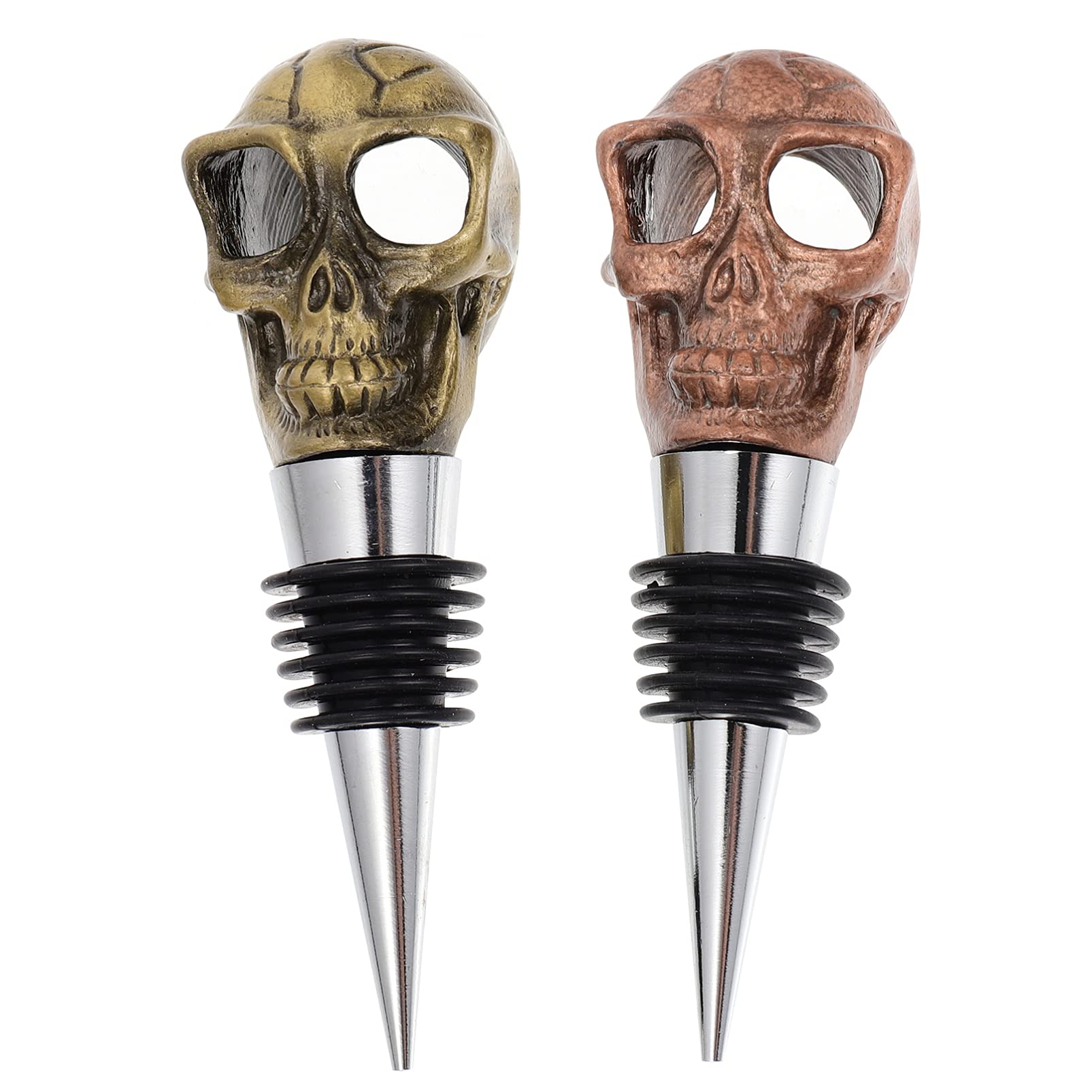 Decorative Skull Bottle Stopper 2pcs Halloween Skull Wine Bottle Stopper Keep Opened Bottles Fresher for Longer Bottle Wine Stopper Reusable Vacuum Pump Sealer