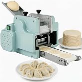 Electric Dumpling Wrappers Maker, 140W Automatic Dumpling Skin Processing Machine 50-60 Pieces/Min Wonton Skin Maker with Powder Box &amp; Adjustable Knob for Home Kitchen Noodle Shops Commercial Use