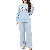Gihuo Dachshund Pajamas for Women Warm Fleece Pjs Sets Fuzzy Loungewear Sleepwear