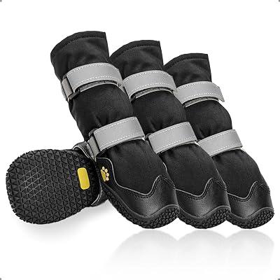 OHCOZZY Anti-Slip Dog Shoes Reflective Straps Waterproof Leather Soles 4 Pcs M