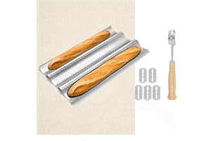 XUANZHI Baguette Pan Nonstick Baguette Pans 3 Loaves French Bread Pan Bread Tray with Thick Proofing Cloth Dough Couche Long 