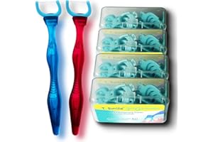 T.Smile Evolutionary Clean Dental Flossers, Kit of Mid-length Handle(s) Plus Refillable Heads (2 Handles +200 Extra Strength 