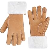 Aurya Turn Cuff Sheepskin Gloves, Women's Waterproof Wool Gloves, Touchscreen Shearling Glove for Winter Outdoor