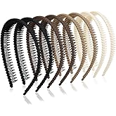 Huachi Headbands for Women Non Slip with Teeth, Plastic Headbands with Teeth Comb Skinny Black Hairbands for Women’s Hair, Wavy Womens Head Bands Fashion Hair Accessories for Women