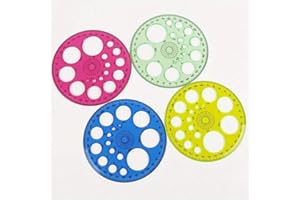 Full Circle Template Plastic Round Protractor 360 Degree for Painting Drawing Drafting Tool 16 Circular Sizes,Technical Drawi