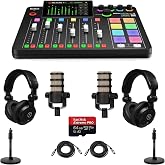 Rode RODECaster Pro II Integrated Audio Production Studio Console, Bundle with 2x Rode PodMic, Headphones, H&amp;A Microphone Stand, XLR Cable, 64GB SD