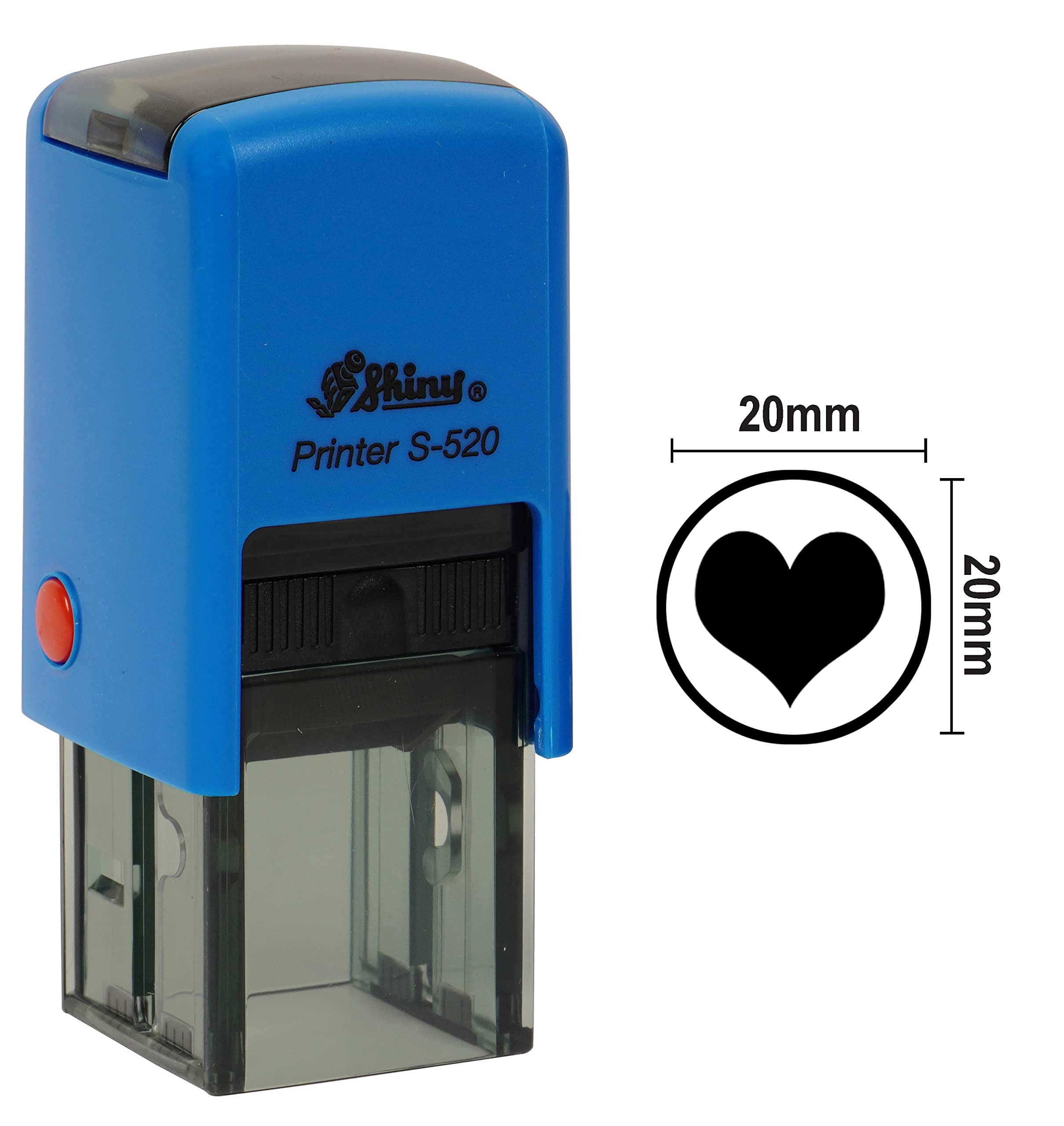 Printtoo Heart Shape Round Self Inking Rubber Stamp Shiny Mini Round Stamper 20mm Teachers Stamp
