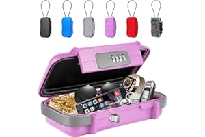 BKNOOU Portable Anti-Theft Waterproof Combination Lock Box with Removable Chain - Security Safe for Travel, Beach, Hotel, Car, Home, Office