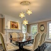 YLKP Chandelier LED Frosted Glass Cluster Pendant Light Gold Hanging Lighting Fixture with Warm Light for Dining Room Kitchen Island Foyer
