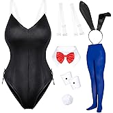 Womens Bunny Costume Girl Bodysuit Anime Role Costume Senpai Cosplay Bodysuit One Piece Stockings Set