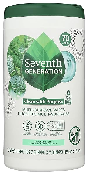 SEVENTH GENERATION MULTI-SURFACE WIPES, GARDEN MINT SCENTED, 70...
