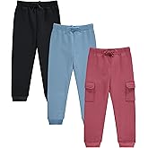 Girls Cotton Blend Jogger Pants Set Comfortable, Stylish, and Durable Pack of 3 with Drawstring
