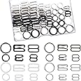 WILLBOND 240 Pcs Swimsuit Bra Strap Hooks Bra Strap Slide Rings Replacement Slider for Swimsuit Tops and Lingerie, 3 Styles, 2 Sizes (Black, White, Grey, Silver White)