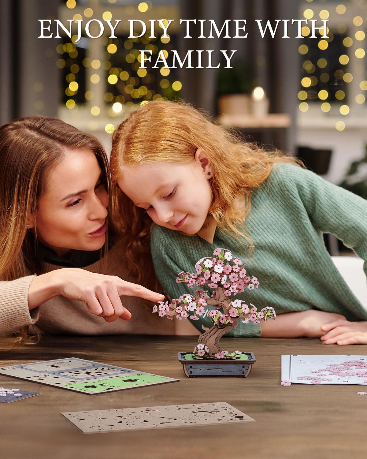 Rolife 3D Wooden Puzzle Flower for Adults, DIY Sakura Bonsai Tree Plants for Home Table Decor, Creative Cherry Blossom Crafts Birthday Model Building Kits Toys