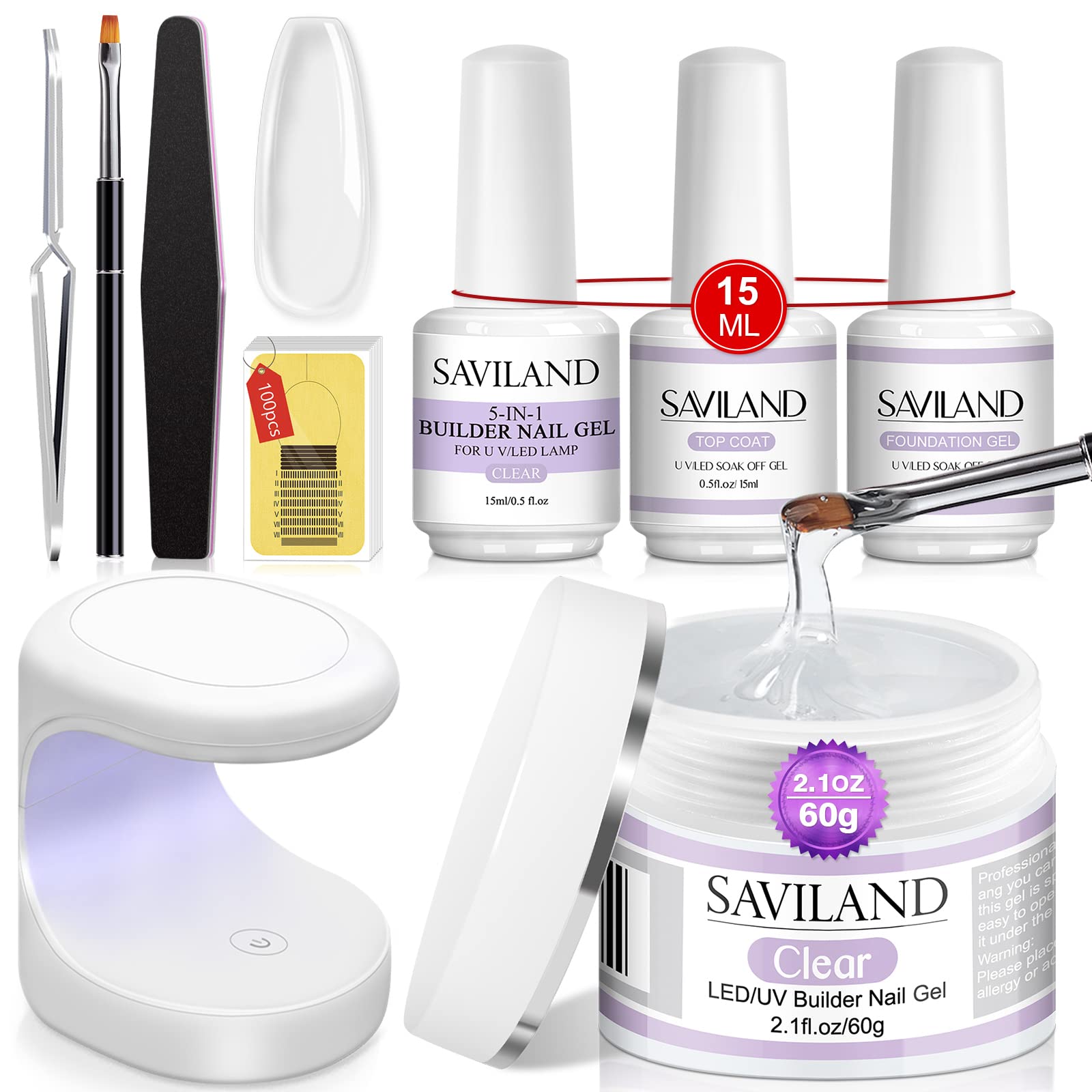 Builder Nail Gel for Nails Kit: Long-Lasting Hard Gel For Nails Extension Gel Builder For Nails Clear Hard Gel for Nail Strengthen Building Gel Nail Repair Builders Gel Sarter for Home DIY