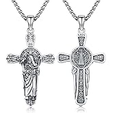Adnix 925 Sterling Silver Patron Saint Amulet Pendant Necklace Religion Protection Jewelry for Men Women
