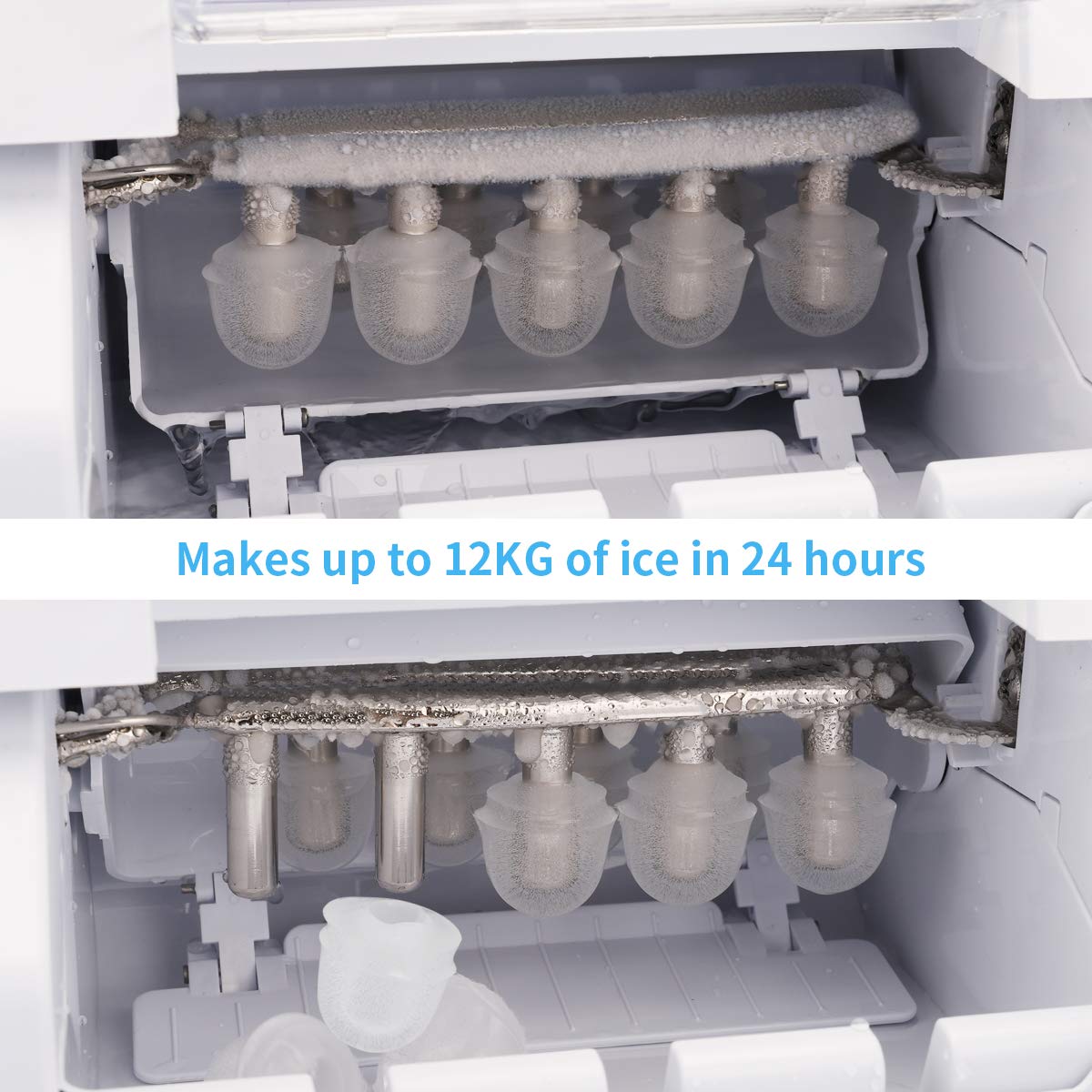 morpilot Machine à Glaçons Automatique/Machine a Glace avec 2.1L Réservoir, Affichage-LCD, Fonction D\'auto-nettoyage, 120W/Acier Inoxydable Matériel.