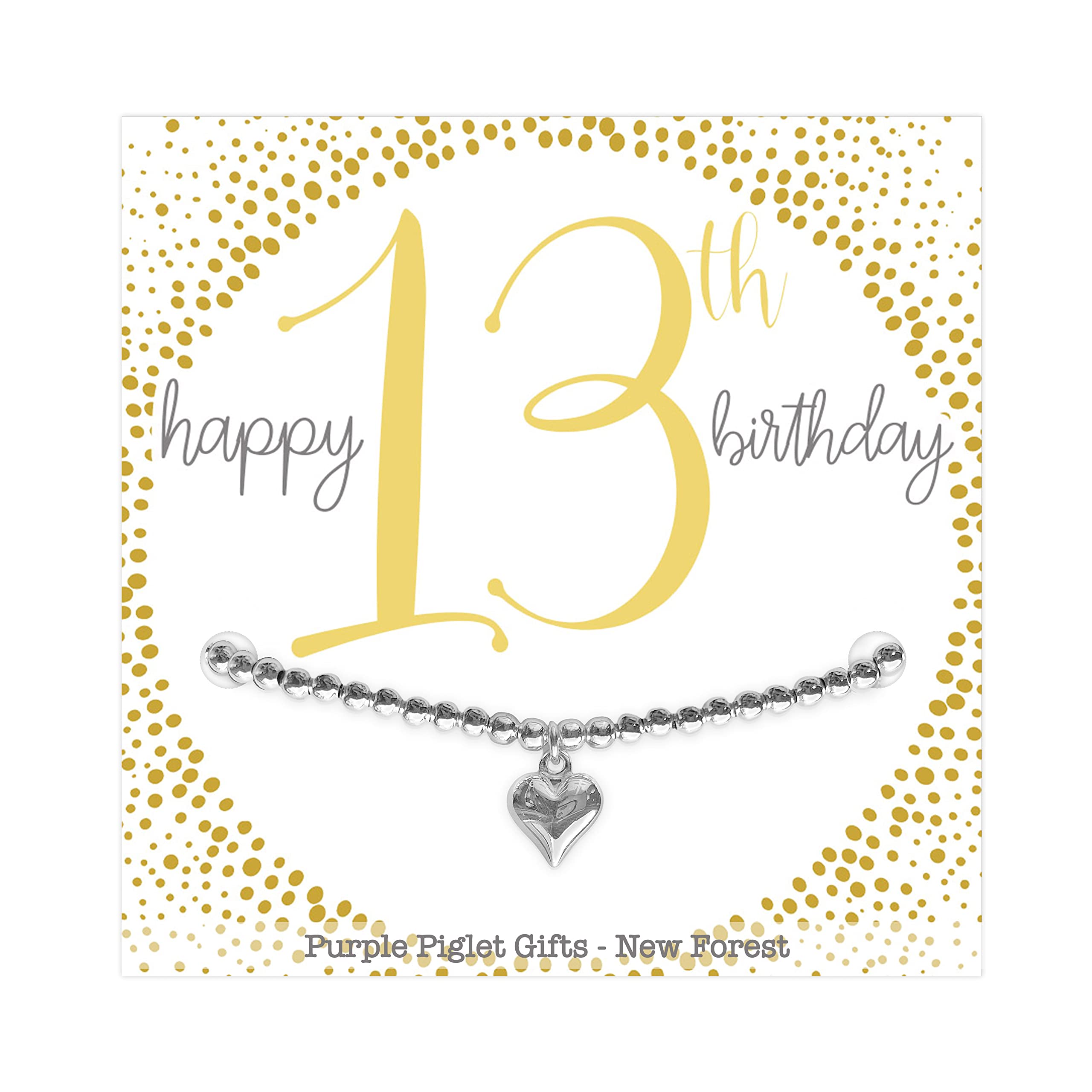 Girls 13th Birthday Gift - Silver Bracelet With Heart Charm - Sterling Silver Plated Adjustable - Solid Silver Charm - Versatile Silver Bracelet - Unique Gift for Young Person Relative School Friend